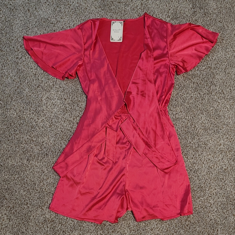 Pink Satin Romper